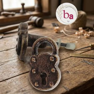 Ba <b>Rustic</b> Industrial Cast Iron Cabinet Handle Lock Shape Durable Furniture Knob for Living Room & Home Office - Product Image 1