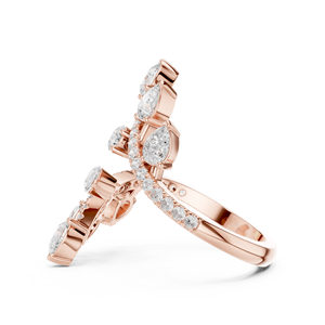 Rose Gold Pear Cut Diamond Open Wrap <b>Ring</b> Pave Band <b>Statement</b> <b>Ring</b> for Women - Product Image 1