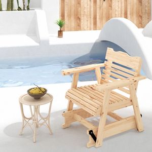 Sedia a dondolo da esterno in legno con schienale alto e braccioli allargati - Product Image 3