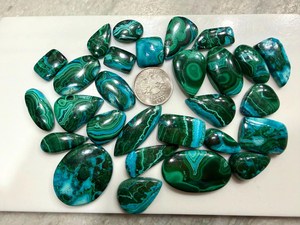 Natural Chrysocolla Malachite Loose Gemstone, High Quality Mixed Green Blue Crystal Cabochon for Jewelry Making By Mahnaj gems . - Product Image 1