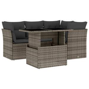 Conjunto de Sofás Modulares Medianos de Ratán PE Gris para Jardín - Product Image 2