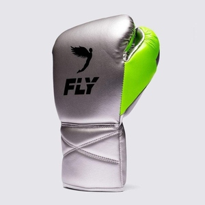2026 Factory Manufacture Brand New Latest Design <b>Silver</b> & Green Fly Boxing <b>Gloves</b> Cowhide Leather Fly Training & Sparring <b>Gloves</b> - Product Image 2