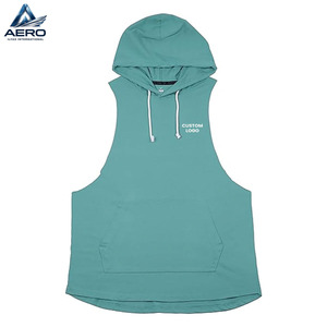 Newest Men's Cut Off <b>Workout</b> Sleeveless <b>Hoodies</b> In Solid Color Gym Muscle Tank Training Gym Wear Customized Made For Men - Product Image 4