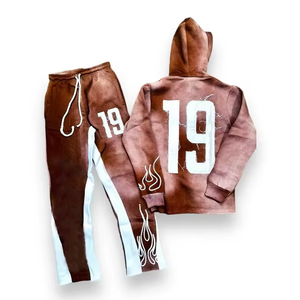 Ensemble de survêtement en molleton marron pour homme, sweat-shirt à capuche et pantalon de jogging, deux pièces, vêtements de sport d'hiver - Product Image 5