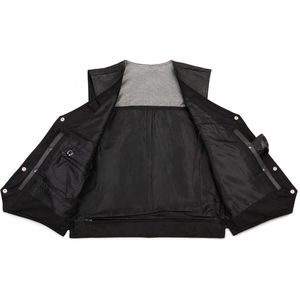 Gilet de motard en cuir de vachette véritable personnalisé pour homme, noir, avec boutons-pression, gilet de moto classique, gilet de club cruiser - Product Image 5
