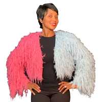 Suéter de Mujer con Bloques de Color y Flecos de Plumas, Manga Regular, Cárdigan Casual, Suave y Afelpado, con Logo Frontal, Estilo Boutique, Ideal para Fiestas