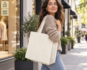 Bolsa de Compras de Lona de Algodón Off-White de 280 GSM, 38x42x20 cm, Asa Única, Reutilizable, con Refuerzo, Logotipo Personalizado, Venta al Por Mayor, OEM, ODM, B2B - Product Image 6