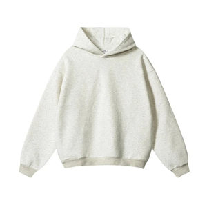 Sudadera con Capucha Unisex, Color Blanco Sólido, Manga Larga, Informal, Transpirable, 100% Algodón, Corte Holgado, para Otoño - Product Image 3