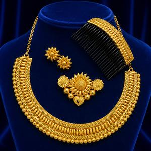 MOLL JEWELLERS - Juego de Joyería Clásica Vintage para Mujer, Chapado en Oro de 24K, Fabricado en India, Incluye Collar, Broches y Aretes - Product Image 1