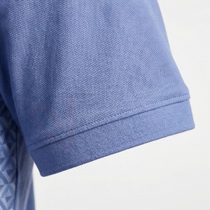 Polo à manches courtes pour homme, motif géométrique bleu, décontracté, en coton tricoté respirant, coupe classique - Product Image 6