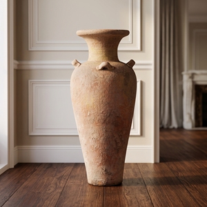 Jarrón de suelo rústico de terracota alto, urna de arcilla con múltiples asas, estilo mediterráneo antiguo, hecho a mano, con acabado sobre vidriado, decoración para el hogar, estilo Bali - Product Image 3