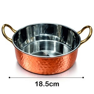 Copper Sauce <b>Pan</b> with Stainless Steel Interior Copper Exterior | Indian Style Cooking & Serving <b>Pan</b> for Curry/Dal/Gravy | 18cm - Product Image 3
