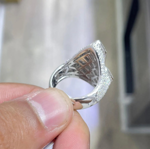 Baguette Cut Iced Moissanite Diamond Cluster Rings Flower Design Engagement 925 Sterling Silver Wedding Anniversary Special Gift - Product Image 3