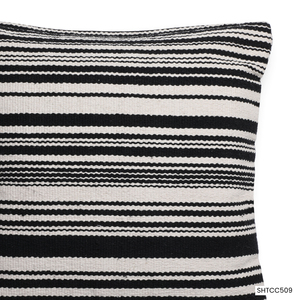 Black White Cotton Woven Stripe Zippered Luxury Square Throw <b>Pillow</b> Cover Handmade Washable Bohemian Style Eco-Friendly Home - Product Image 2