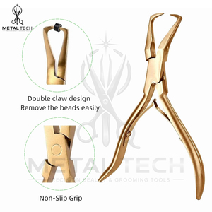 Pince de retrait d'extensions capillaires en acier inoxydable plaqué or, à pointe courbée, pour micro-anneaux, outils de décollement et de déchirure - Product Image 3