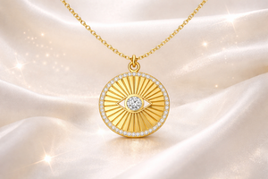 Colgante de oro radiante con halo de circonita cúbica y collar de plata de ley para ella - Product Image 6