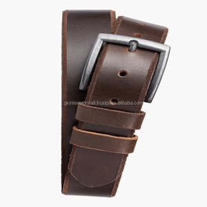 Ceinture décontractée en cuir véritable au tannage végétal pour hommes Ceinture en cuir sur mesure de haute qualité pour jeans et pantalons Boucle en laiton - Product Image 3