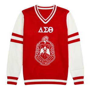 Maglione con Scollo a V Delta Sigma Theta per Donne, Vestibilità Comoda, Tessuto Premium, Abbigliamento Casual per Confraternite Greche - Product Image 4