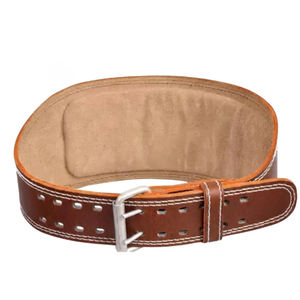 Professional Brown Leather Weightlifting Belt for <b>Gym</b> & Powerlifting Training Non-Slip Double Prong Buckle Unisex Heavy Duty - Product Image 3