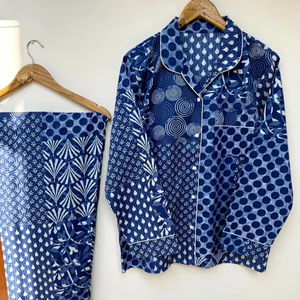 Ensemble de pyjama pour femmes Naaz Textile à imprimé animal, ensemble de chemises de nuit décontractées d'été, vêtements de détente et de sommeil 100% coton - Product Image 1