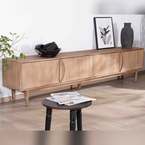Vandana Ivory AuraLarge contemporary <b>TV</b> <b>unit</b> 240cm in mango wood with 4 doors Cabure - Product Image 3