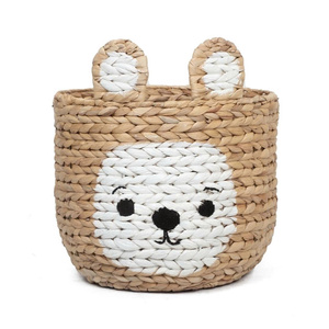 Handmade Water Hyacinth <b>Bear</b> Storage Basket <b>Cute</b> Animal Toy Organizer Nursery Decorative Basket Eco Friendly Home Storage - Product Image 1