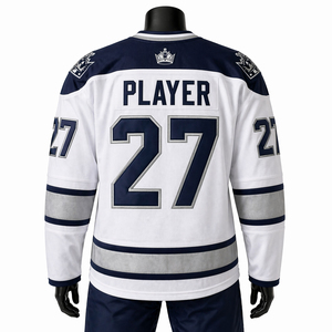 Uniforme de Hockey sobre Hielo Personalizado para Equipo Profesional, Jersey de Juego para Hombre, Color Blanco Escarchado, Transpirable, de Poliéster, Camiseta con Costuras de Tela Twill - Product Image 2