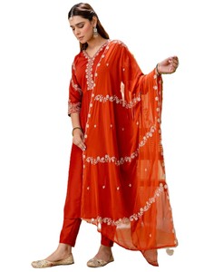 Ensembles de Kurta brodés pour femmes indiennes et pakistanaises avec travail de sequins, costumes pour femmes, robe Salwar Kameez pour adultes, qualité excellente - Product Image 5