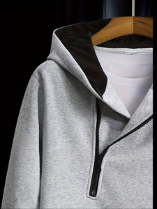 เสื้อฮู้ดดี้พิมพ์ลายสีพื้นผ้าฝ้ายฟลีซเนื้อนุ่มสบาย 100% สำหรับฤดูหนาว มีกระเป๋า ทรงบาง สำหรับผู้ชาย ผลิตในบังกลาเทศ - Product Image 5