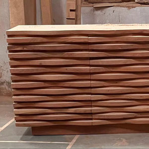 Meuble de rangement en bois d'acacia massif avec design ondulé, armoire paramétrique ondulée - Product Image 1