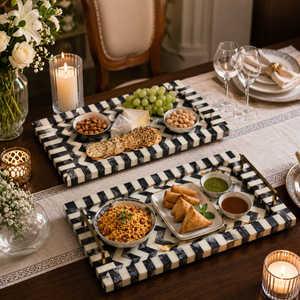 Luxury Bone Inlay Serving Tray Set | Handmade Wooden Decorative Food Serving Trays for Home Decor Kitchen Wedding <b>Gift</b> Use - Product Image 4