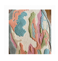 Alfombra moderna abstracta de lana, colorida, con textura tallada a mano, forma irregular, para decoración de sala de estar, tapete artístico.