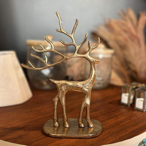 Figurine de cerf en métal doré moderne - Sculpture décorative de renne pour la maison, la table et la décoration festive - Product Image 1