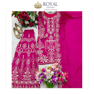 Colección de Diseñador de Ropa India de Alta Calidad, Traje Sharara de Seda Vichitra Pura con Bordado de Lentejuelas - Product Image 4