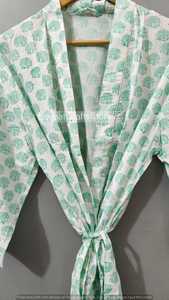 Kimono Floral para Mujer, Hecho a Mano, 100% Algodón, para Invierno, Primavera y Verano, Estilo Indio, Ligero, Ropa de Dormir, Ropa de Playa - Product Image 3