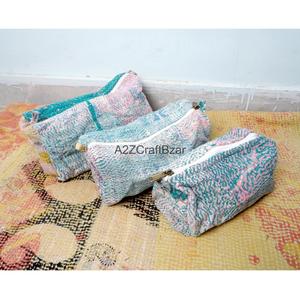 Eco-Friendly Lightweight Multi-Function Daily Use Cotton Kantha Fabric Tassel Zipper Closure Indian Handmade Cosmetic Organizer - Product Image 4