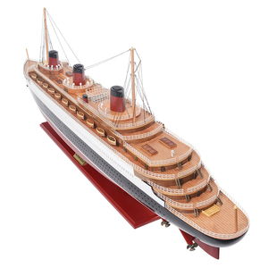 Maquette de grand navire de croisière SS Normandie en bois écologique peinte à la main, ornement de collection maritime pour table - Product Image 3