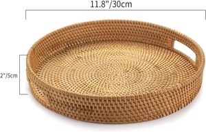 Bandeja Decorativa de Ratán Natural de Alta Calidad con Asa, Hecha a Mano, Ecológica, Reciclable, para Alimentos, Color Personalizado, Pulida - Product Image 4
