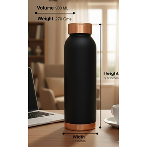 Bouteille en cuivre étanche sans joint, disponible en grandes quantités, logo personnalisé accepté, bouteille en cuivre avec revêtement noir - Product Image 1