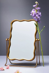 Arch Shaped Brass Wall <b>Mirror</b> Lightweight for Glam <b>Ornate</b> Bow Design Mid Century Modern Decorative Framed <b>Gold</b> Finish - Product Image 6