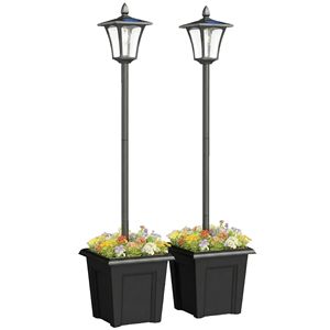 Set di 2 Lampade Solari LED Impermeabili da 63 Pollici con Fioriera, Luci a Pilastro per Giardino, Illuminazione Solare Nera per Giardini - Product Image 1