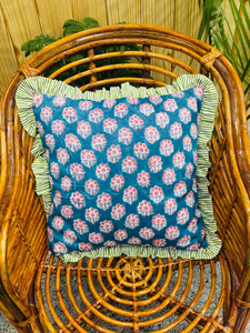 Meilleures Housses de Coussin Bohèmes en Coton Faites à la Main, Luxe, Imprimé Indien au Bloc, Volants, Motifs Floraux, Personnalisables - Product Image 6