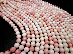 Perles de pierres précieuses d'opale rose naturelle, lisses, rondes, couleur rose vif, pleine longueur, de haute qualité - Product Image 5