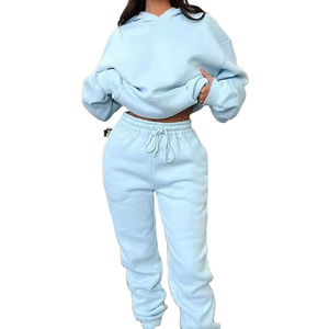 Conjunto Deportivo Personalizado de Algodón Orgánico para Mujer, Talla Grande, Sudadera con Capucha y Pantalones de Felpa, Ropa de Otoño - Product Image 1