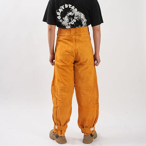 Best Performance Cowhide <b>Split</b> Leather Yellow Welding Pants Heat and Flame Resistant Heavy Duty Work Safety <b>Trousers</b> - Product Image 4