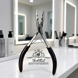 Alicates Profesionales de Acero Inoxidable de Doble Punta con Acabado Plateado y Agarre Suave, Multifunción, para Abrir y Cerrar Microperlas de Extensiones de Cabello - Product Image 2