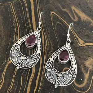 Pendientes de Plata de Ley 925 con Gema de Rubí en Forma de Gota de Agua, Joyería para Uso Diario de Mujer - Product Image 2