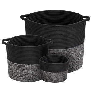 Handmade Item Good Quality Woven <b>Rope</b> <b>Basket</b> Laundry Storage <b>Basket</b> With Handle Cotton Design Biodegradable Top Standard Product - Product Image 1