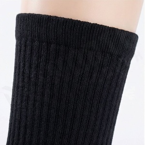<b>Black</b> Crew <b>Socks</b> Solid Color Knitted Breathable Casual Wear for Adults Standard Thickness Regular Style - Product Image 4