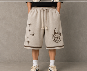 Shorts Bermuda en Coton Gris Foncé pour Homme avec Motif X, Fermeture à Cordon, Taille Mi-Haute, Style Décontracté Urbain, Finition Délavée - Product Image 3